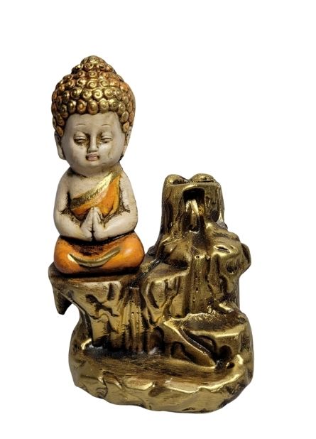 Incensário Cascata Buda Laranja (11cm)
