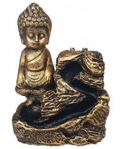 Incensário Cascata Buda Dourado (11 cm) - Resina