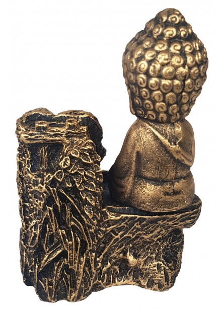 Incensário Cascata Buda Dourado (11 cm) - Resina