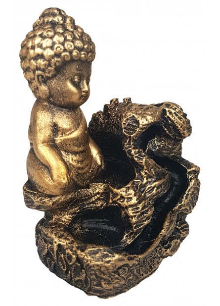 Incensário Cascata Buda Dourado (11 cm) - Resina
