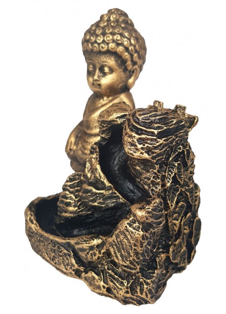 Incensário Cascata Buda Dourado (11 cm) - Resina