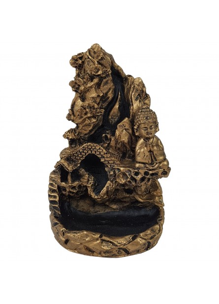 Incensário Cascata Buda Dourado (15 cm)