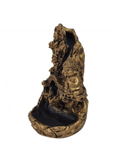 Incensário Cascata Buda Dourado (15 cm)