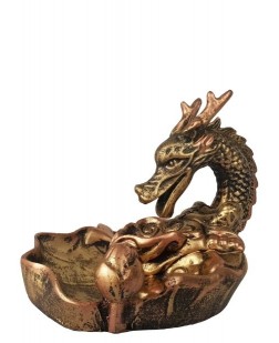 Incensário Cascata Dragão Dourado (13 cm)