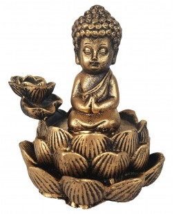 Incensário Cascata Flor de Lotus Buda Menino