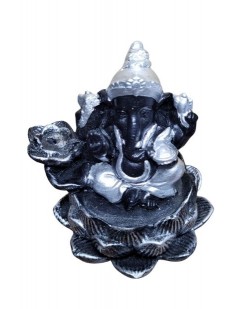 Incensário Cascata Ganesha Preto com Prata