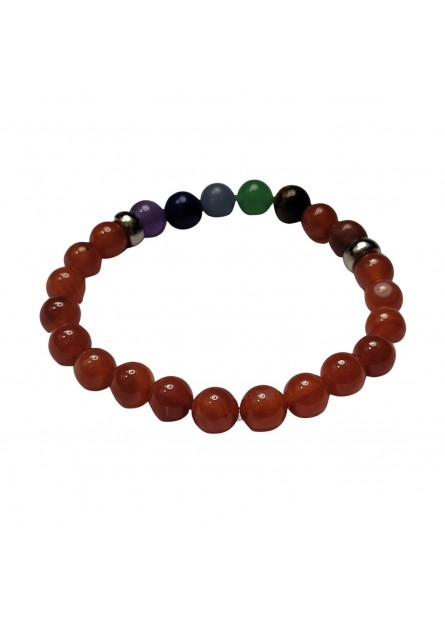 Pulseira 7 Chakras - Pedra Cornalina