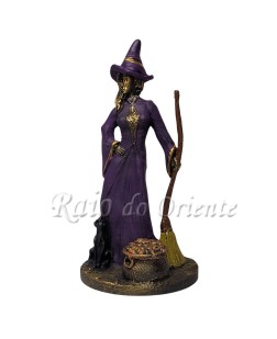 Bruxa com Vassoura (22 cm) - Resina