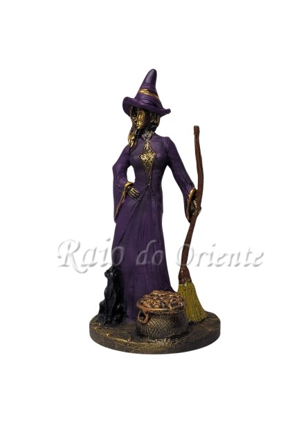 Bruxa com Vassoura (22 cm) - Resina