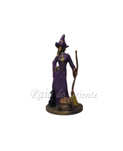Bruxa com Vassoura (22 cm) - Resina
