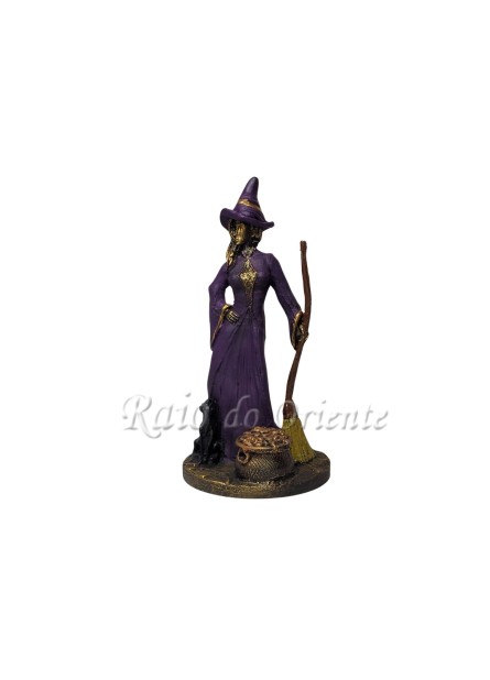 Bruxa com Vassoura (22 cm) - Resina