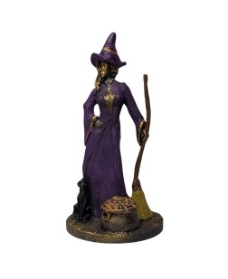 Bruxa com Vassoura (22 cm) - Resina