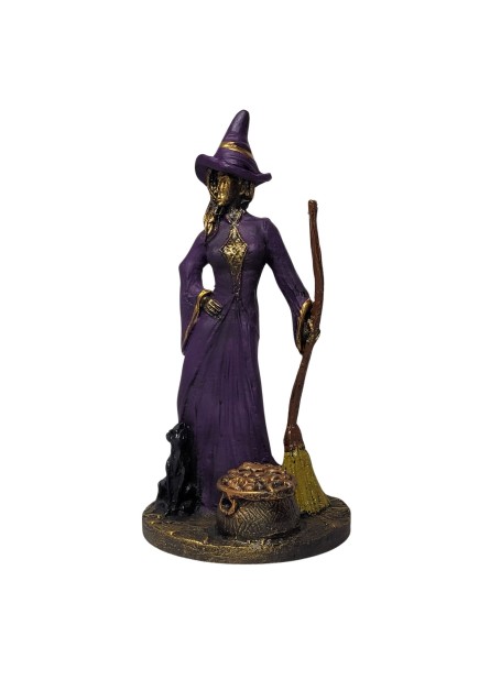 Bruxa com Vassoura (22 cm) - Resina