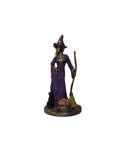 Bruxa com Vassoura (22 cm) - Resina