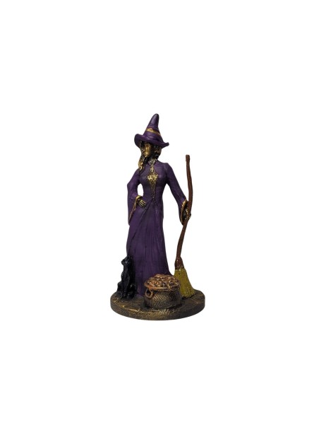 Bruxa com Vassoura (22 cm) - Resina