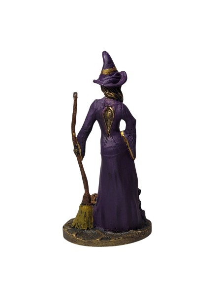 Bruxa com Vassoura (22 cm) - Resina