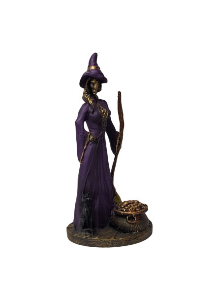 Bruxa com Vassoura (22 cm) - Resina