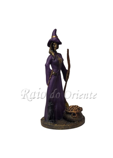 Bruxa com Vassoura (22 cm) - Resina