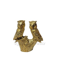 Corujas Douradas no Tronco (12cm)